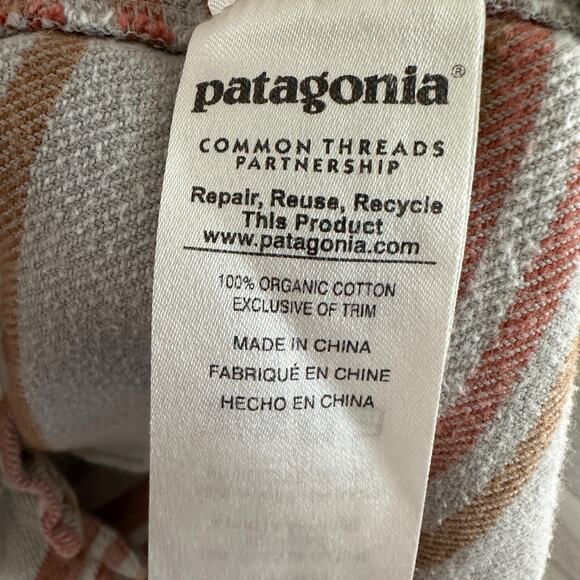 patagonia organic cotton flannel shirt women’s 12 striped button front casual - Picture 6 of 7